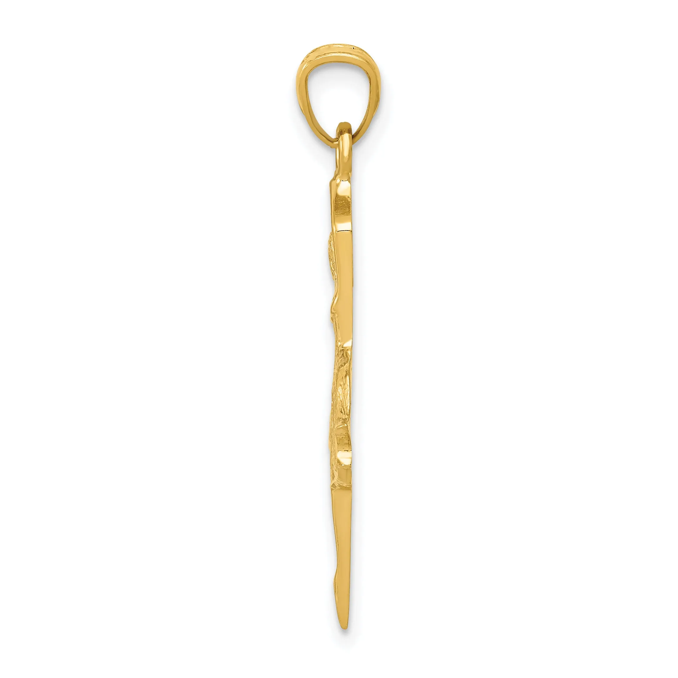14K Gold Dancing Ballerina Pendant with Polished Finish Elegant and Solid Design