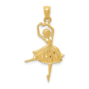 14K Gold Dancing Ballerina Pendant with Polished Finish Elegant and Solid Design