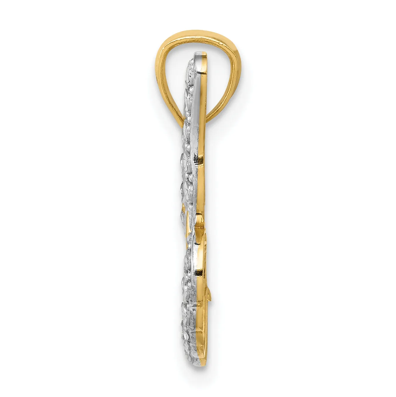14K Gold Diamond-Cut Polished Butterfly Pendant with Rhodium Accents  Elegant, Timeless Design