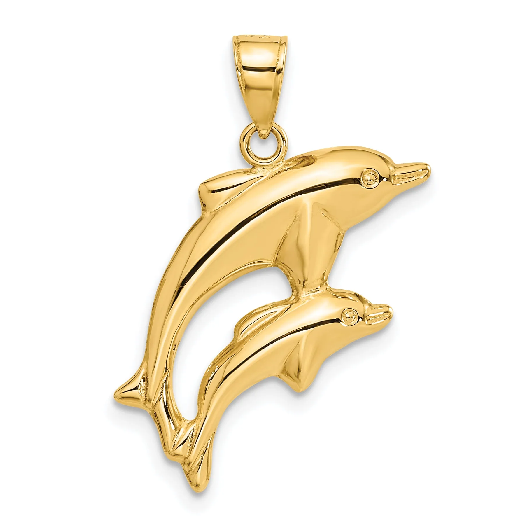 14K Gold Dolphin Pair Pendant Elegant Themed Design for Men