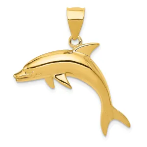 14K Gold Dolphin Pendant for Men Solid Casted Design