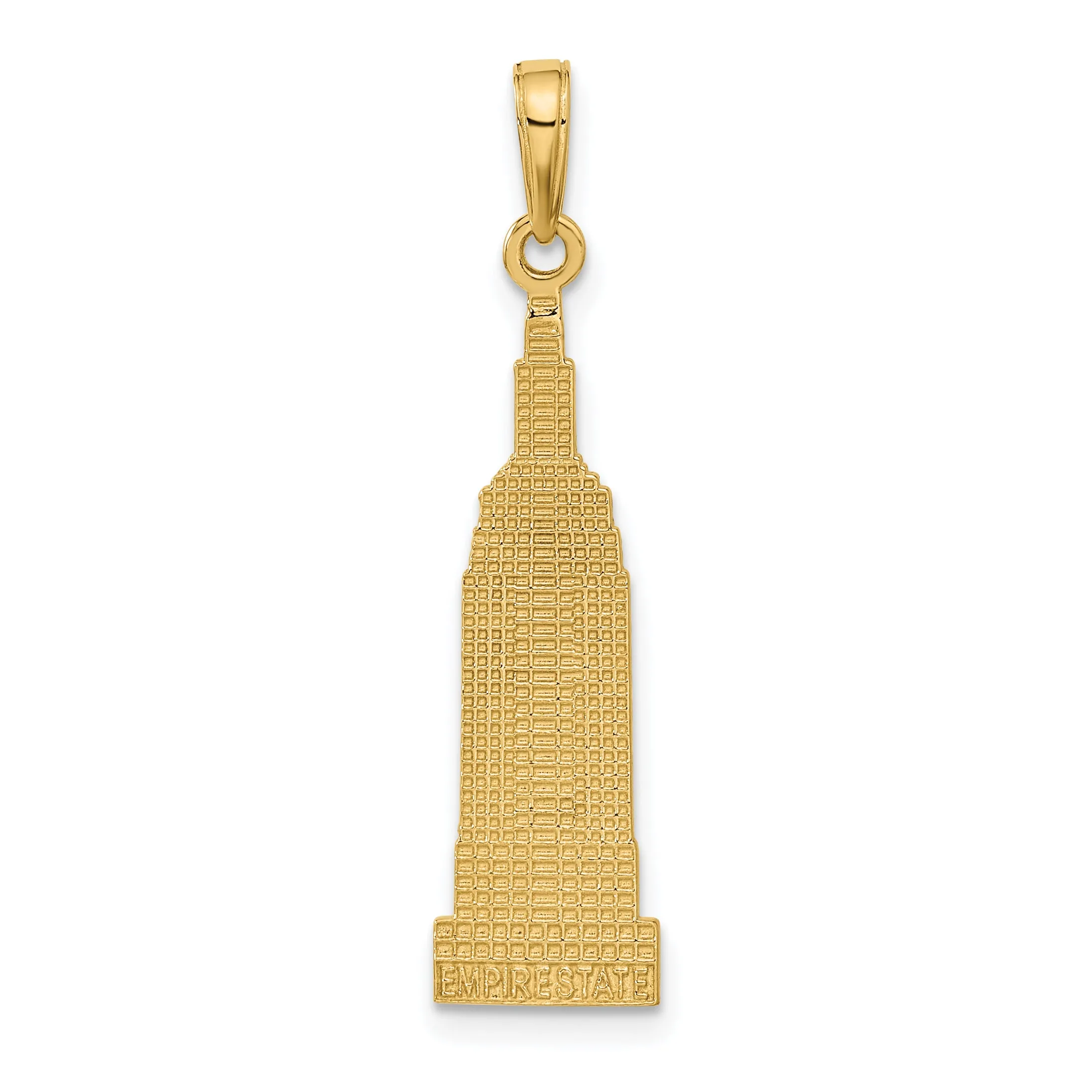 14K Gold Empire State Building Pendant with Polished Textured Finish