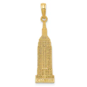 14K Gold Empire State Building Pendant with Polished Textured Finish