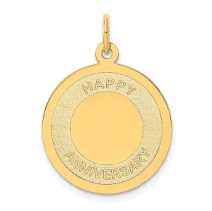14K Gold Engravable Anniversary Charm with Polished Laser Design