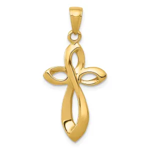 14K Gold Figure 8 Cross Pendant with Polished Satin Finish Elegance