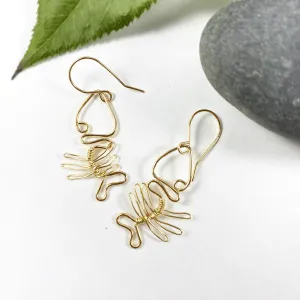 14K Gold Filled Fish Skeleton Dangle Earrings