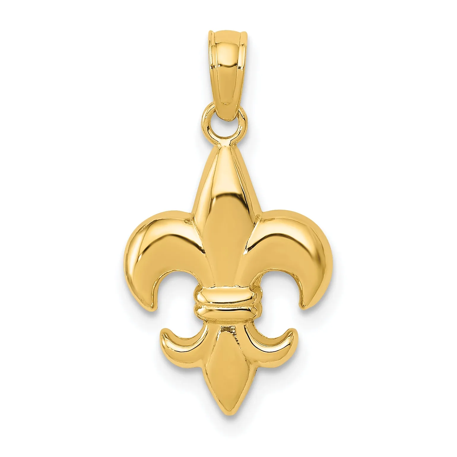 14K Gold Fleur-De-Lis Pendant with Polished Finish Elegant and Timeless