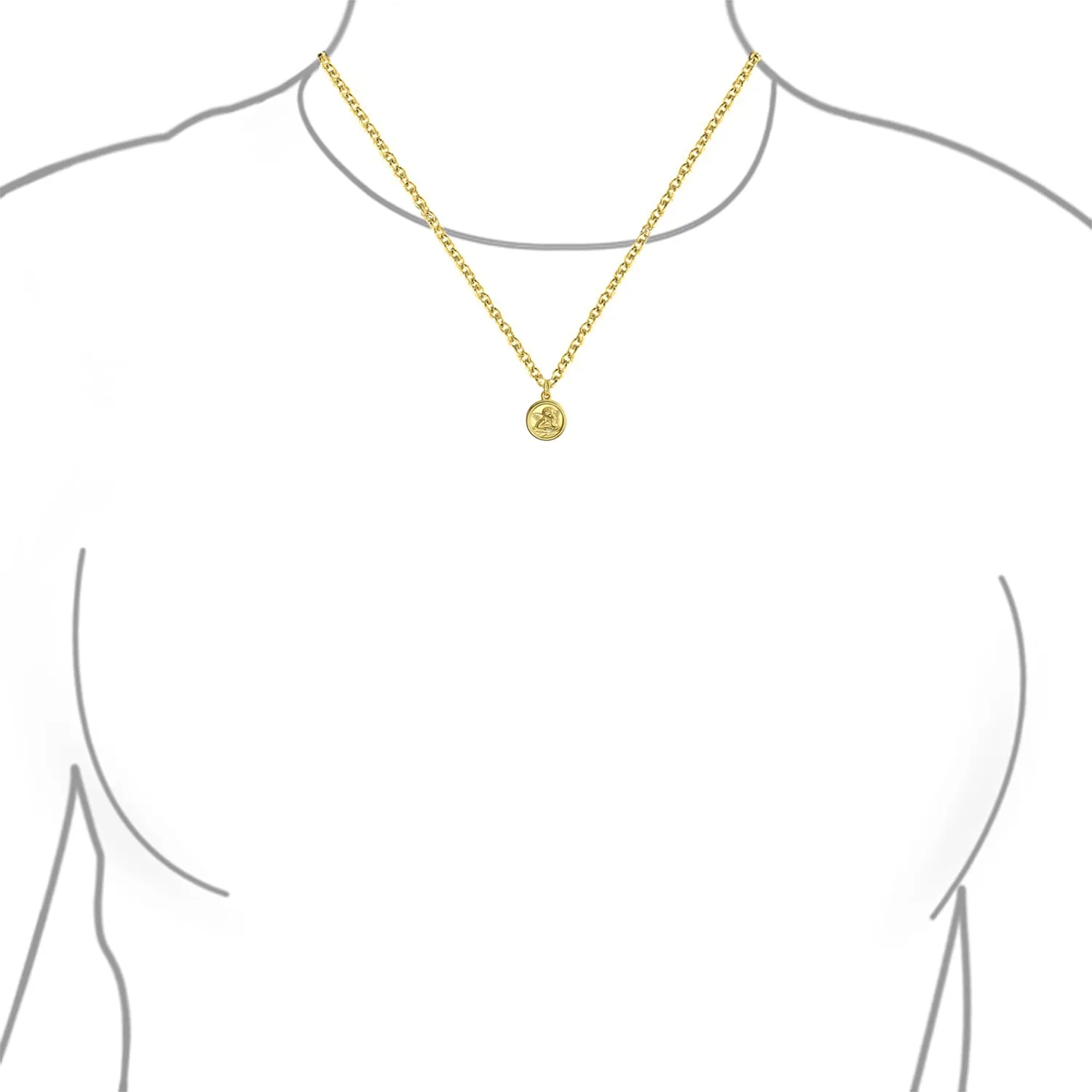 14K Gold Guardian Angel Cherub Pendant Necklace - No Chain Included