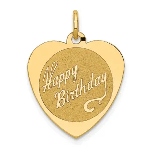 14K Gold Heart Disc Birthday Charm Pendant  Elegant Themed Jewelry