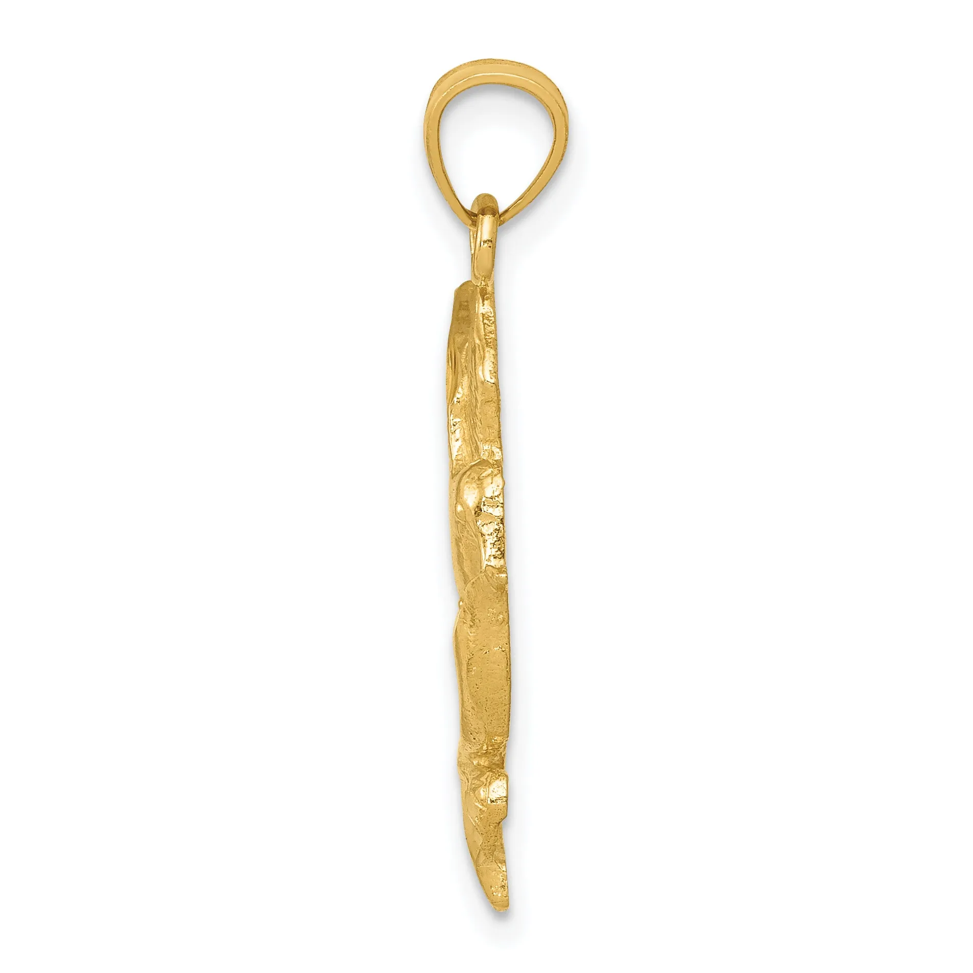14K Gold Hummingbird and Flower Pendant with Polished Finish Elegant and Timeless