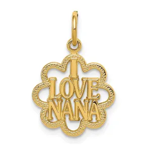 14K Gold I LOVE NANA Charm Elegant Flat Back Pendant