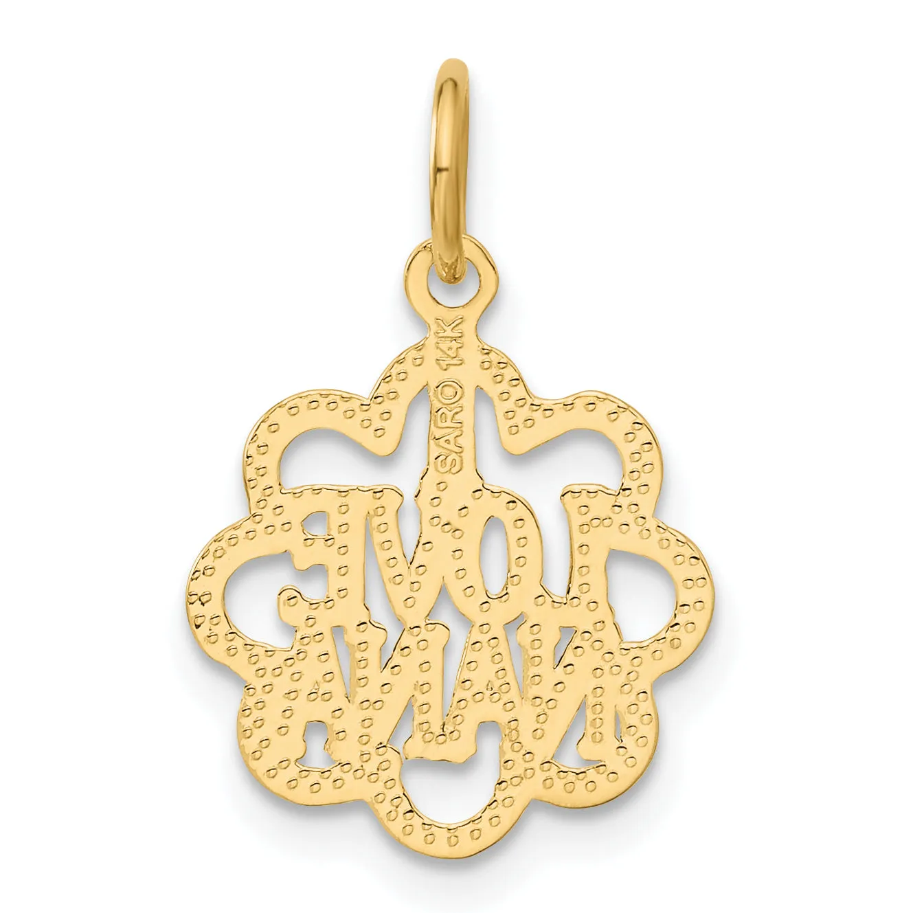 14K Gold I LOVE NANA Charm Elegant Flat Back Pendant