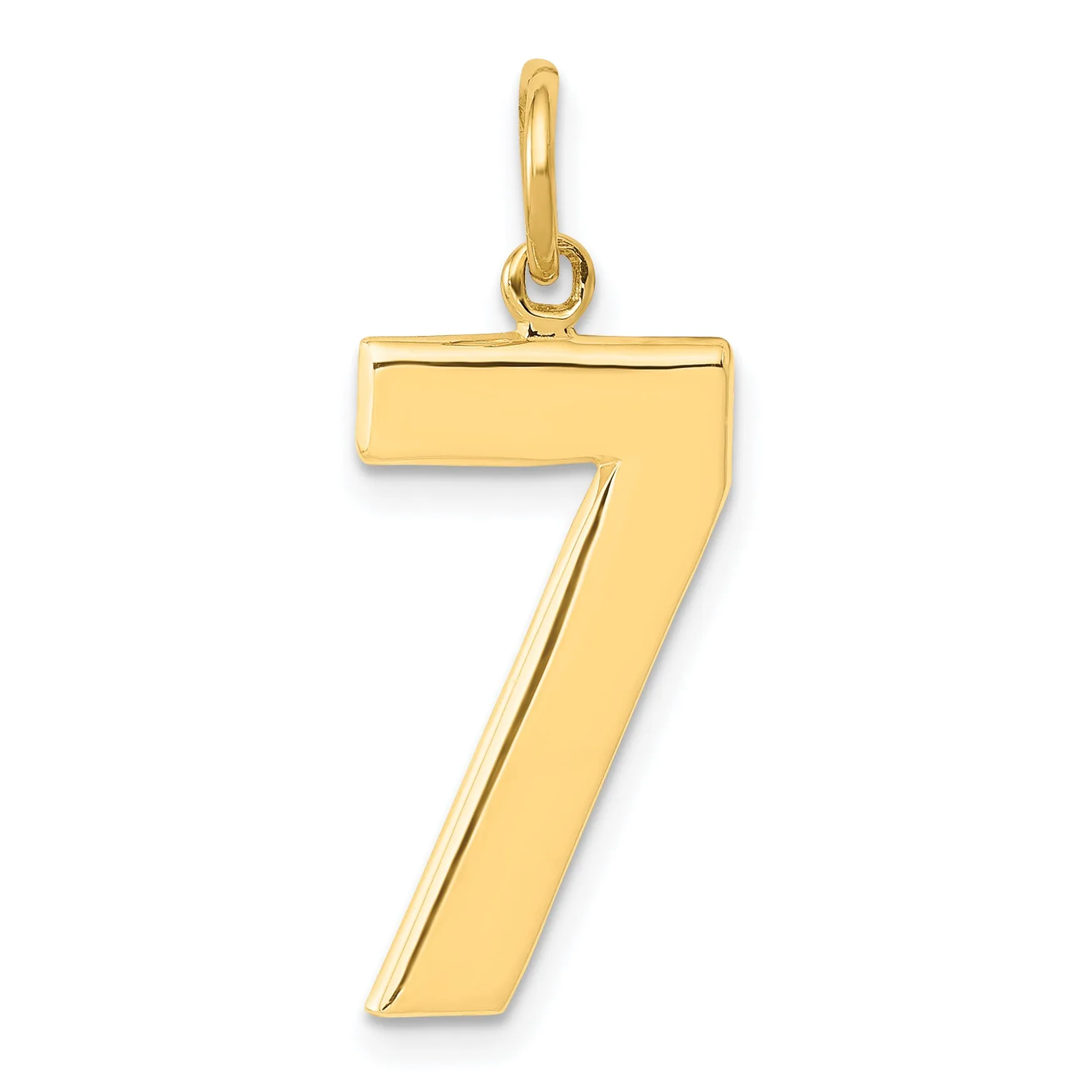 14K Gold Large Polished Number 7 Charm  Elegant Cast Design