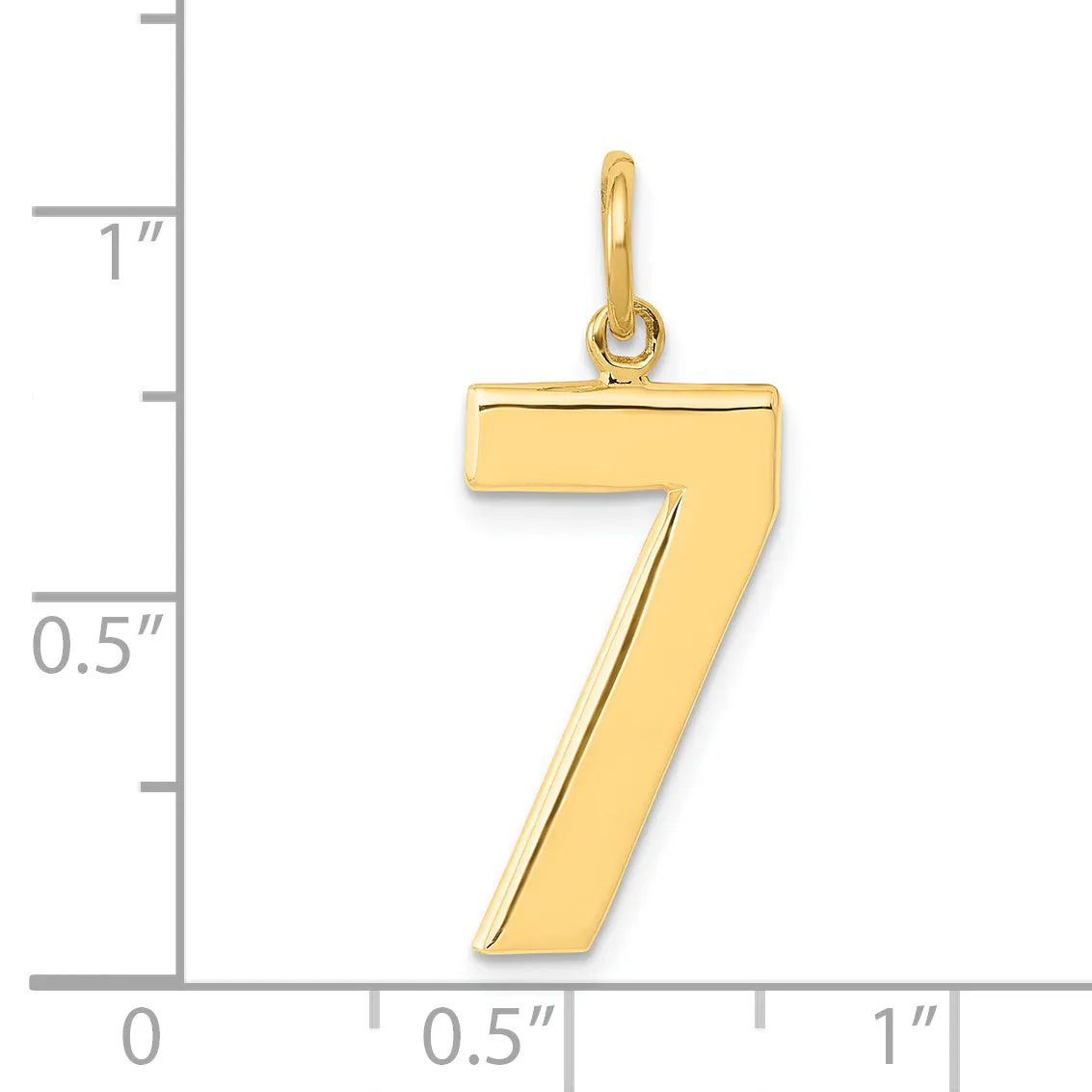 14K Gold Large Polished Number 7 Charm  Elegant Cast Design