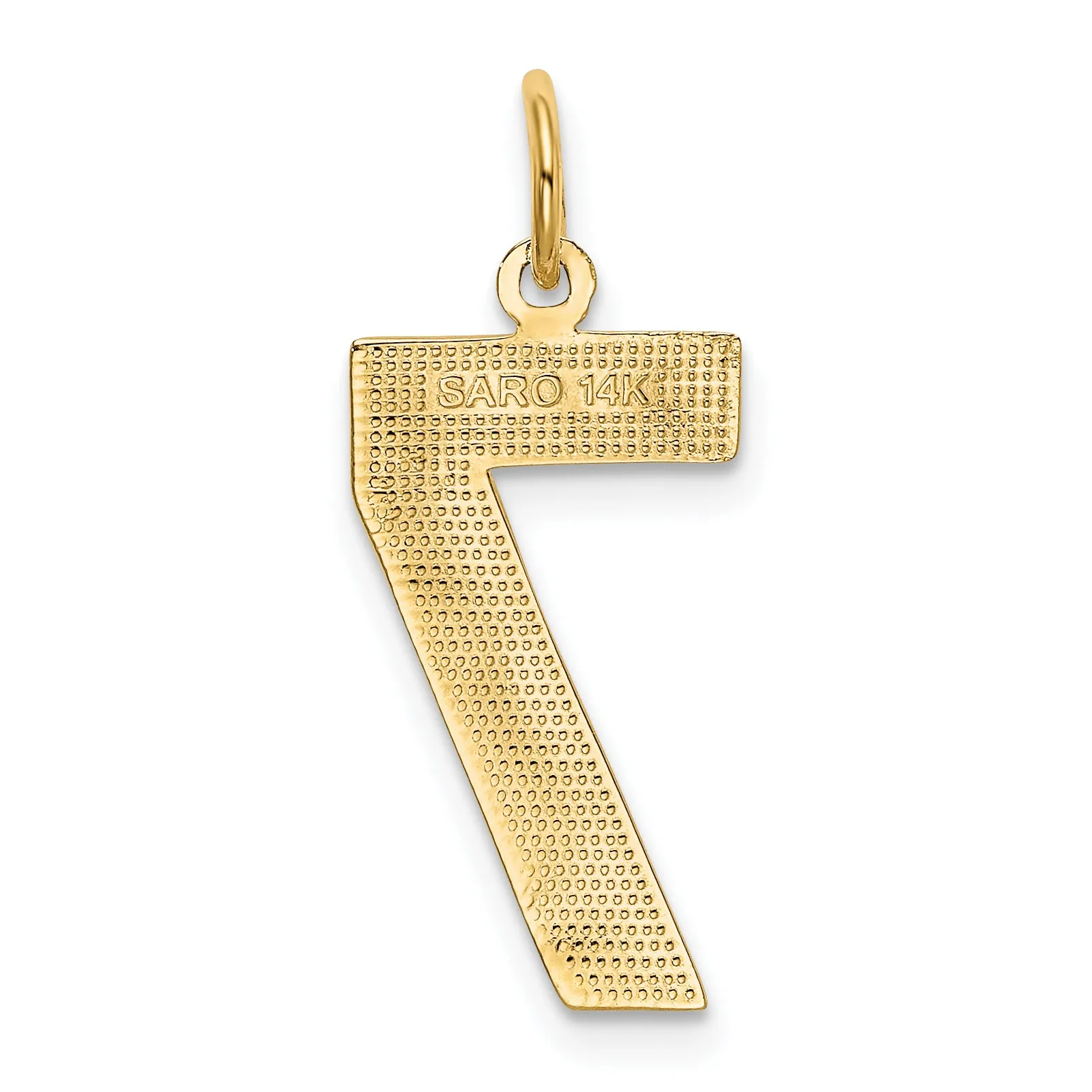 14K Gold Large Polished Number 7 Charm  Elegant Cast Design