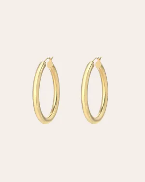 14k Gold Medium Thick Hoop Earrings