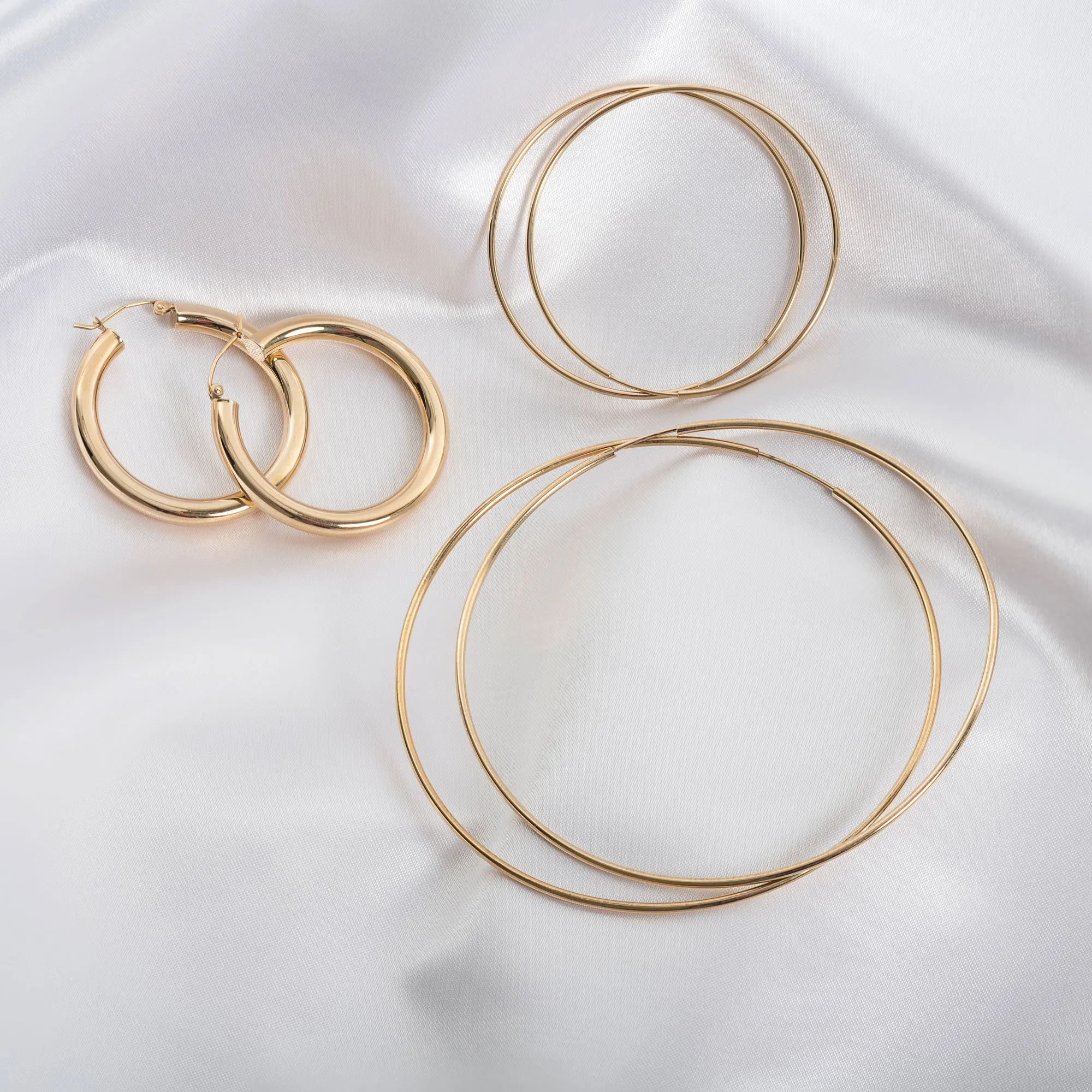 14k Gold Medium Thick Hoop Earrings