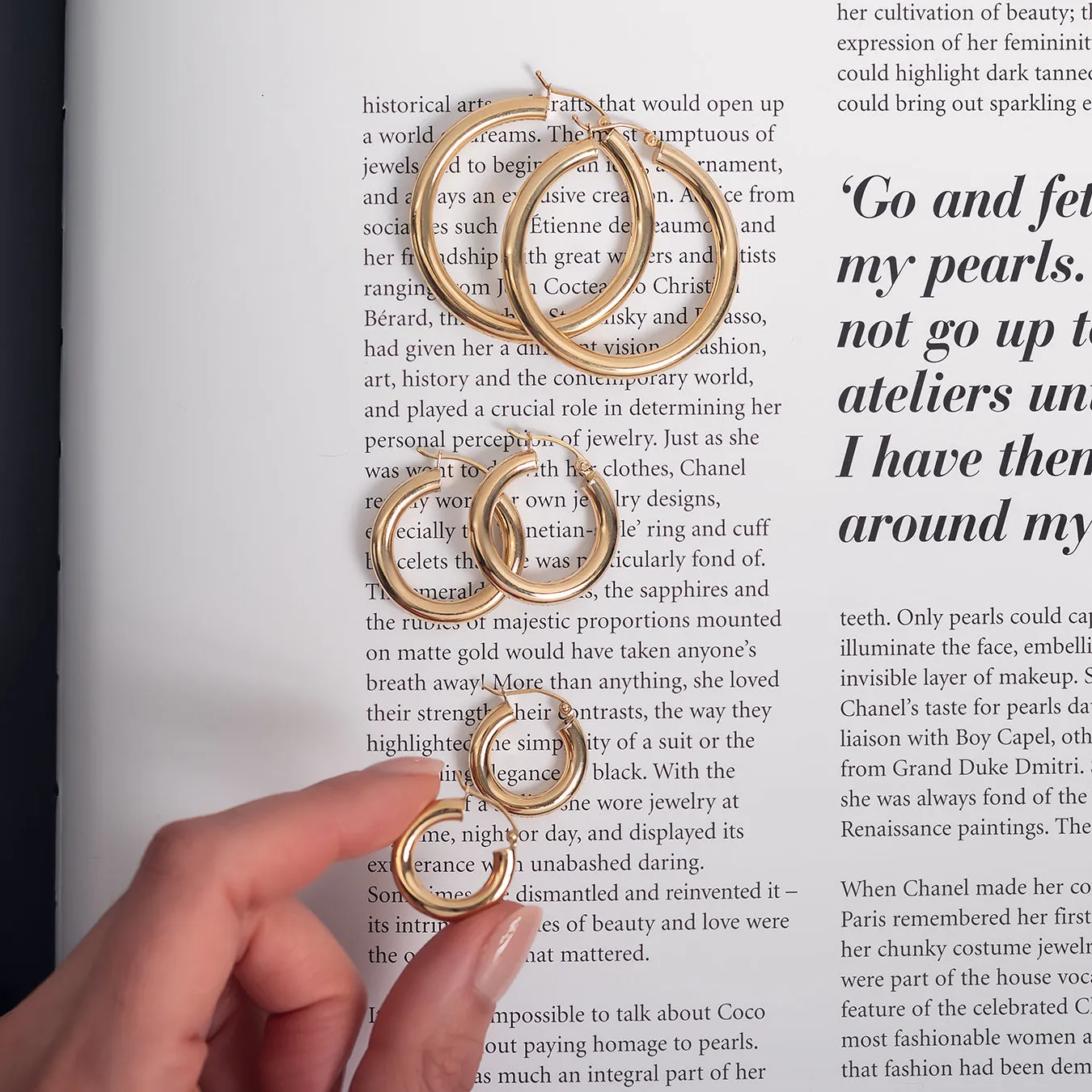 14k Gold Medium Thick Hoop Earrings