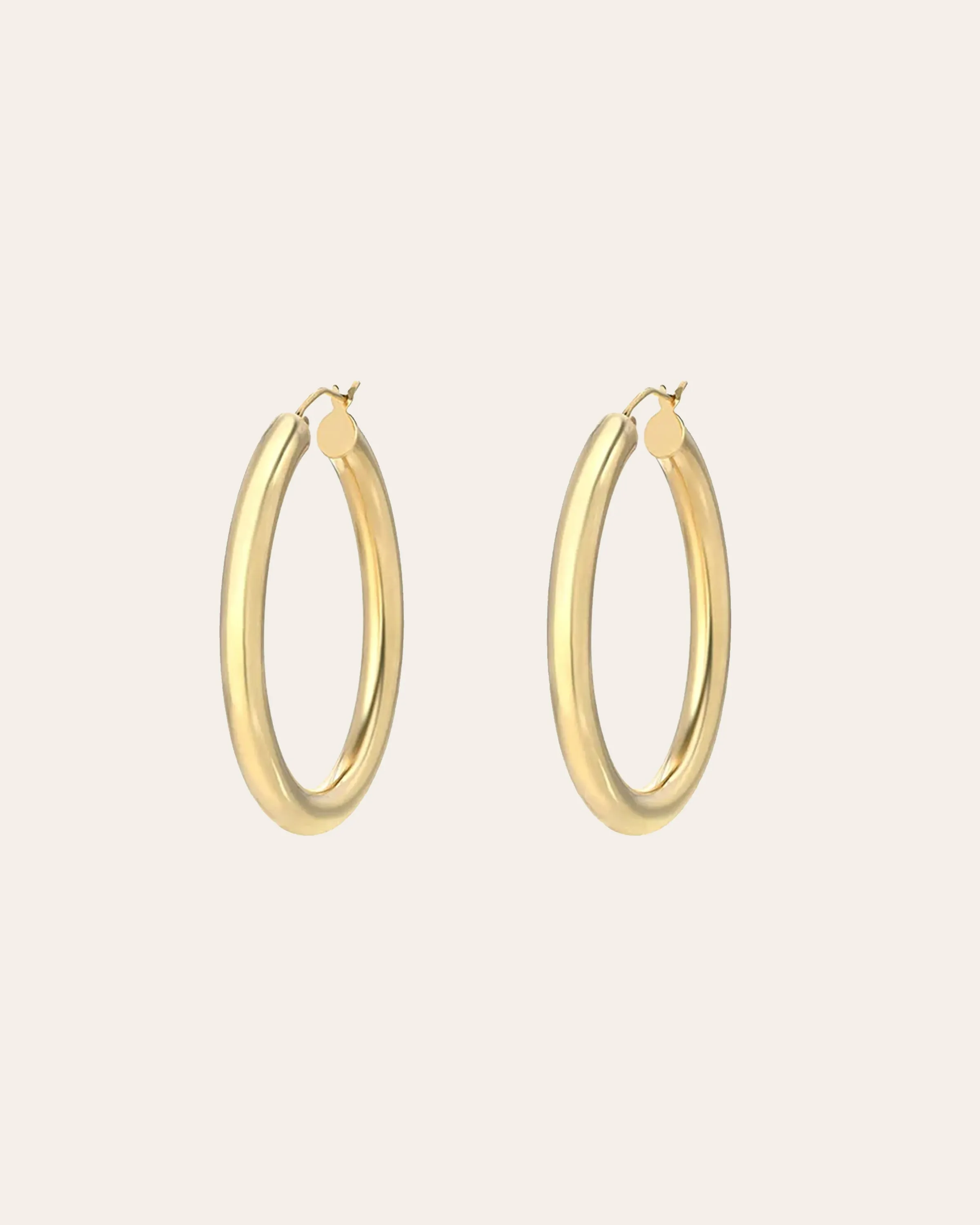 14k Gold Medium Thick Hoop Earrings