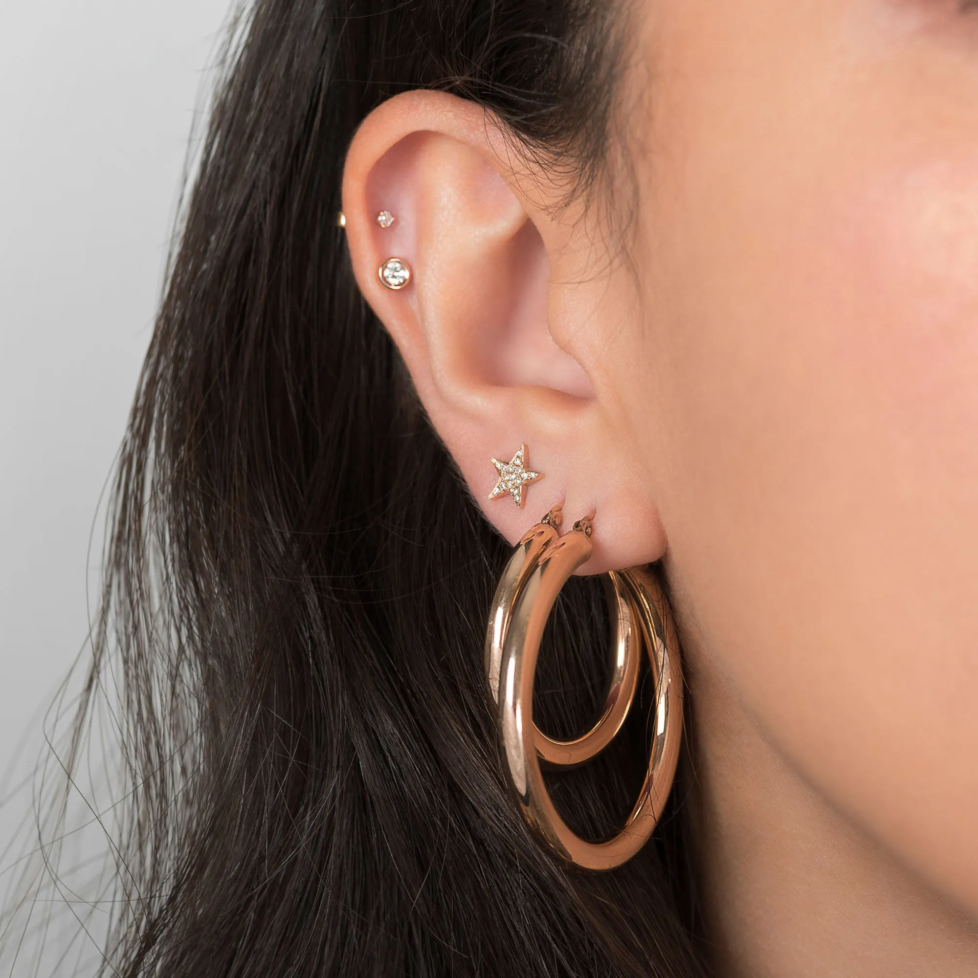 14k Gold Medium Thick Hoop Earrings