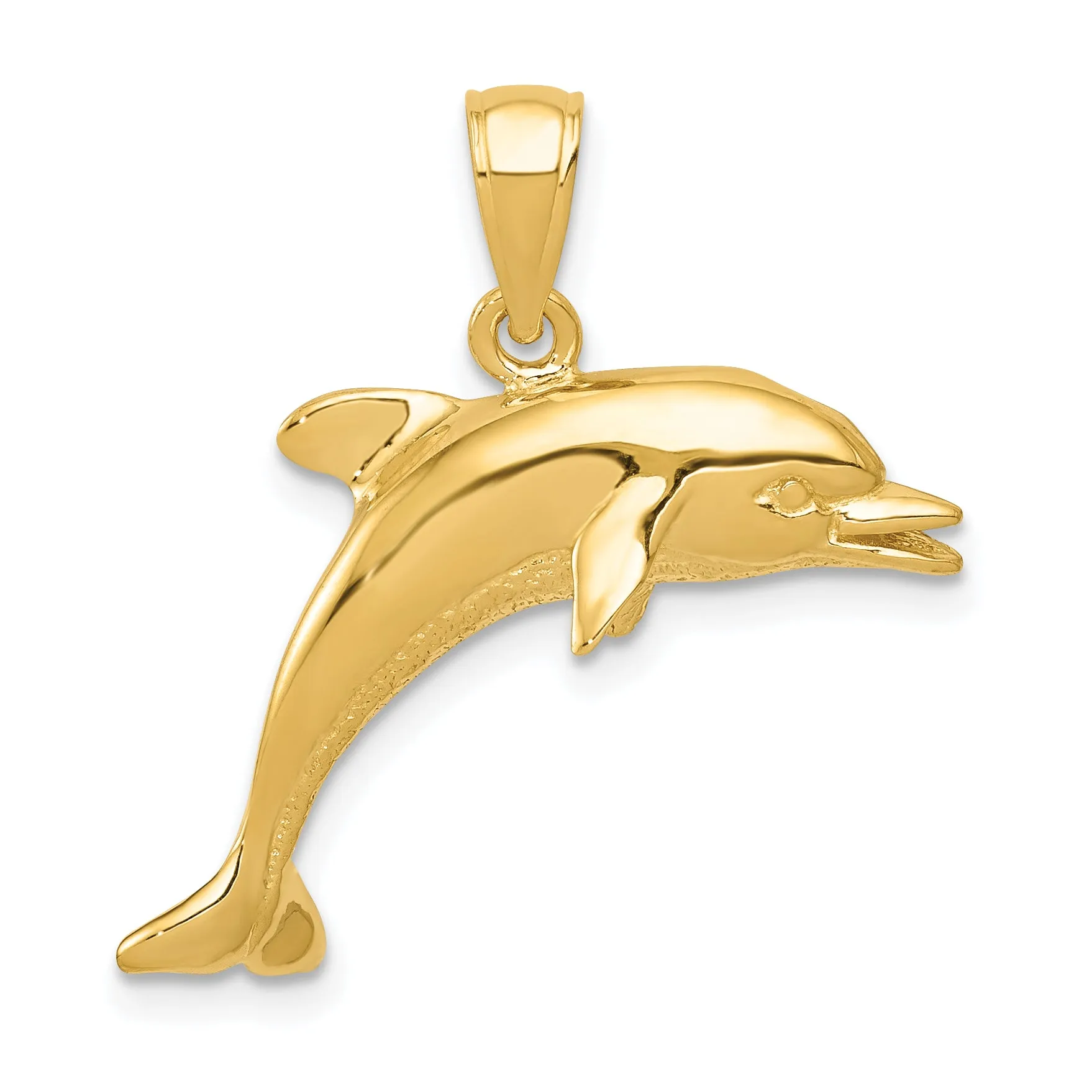 14K Gold Men's Jumping Dolphin Pendant  Solid, Casted Craftsmanship