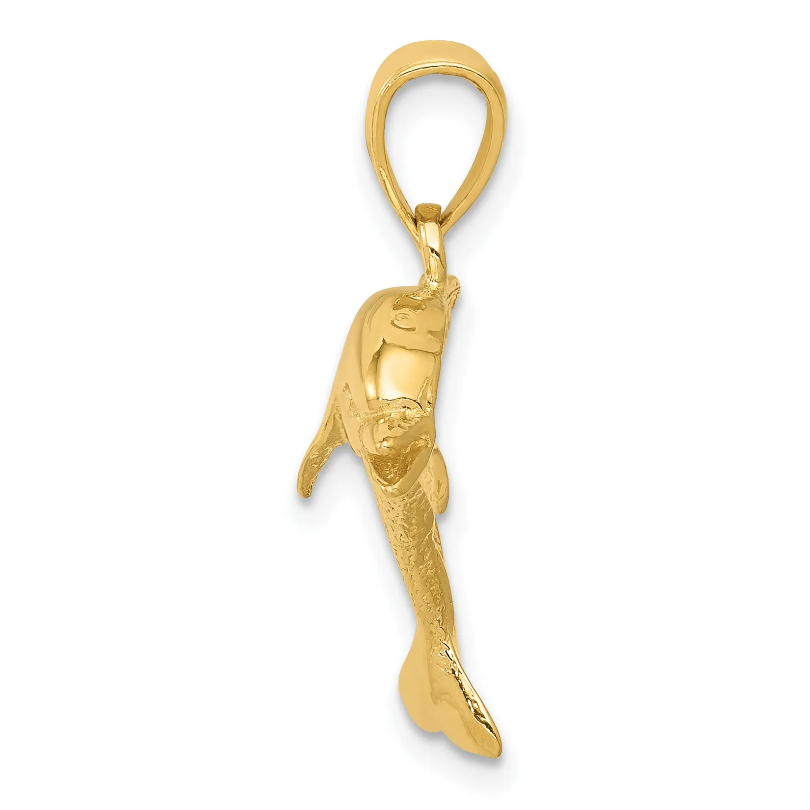14K Gold Men's Jumping Dolphin Pendant  Solid, Casted Craftsmanship
