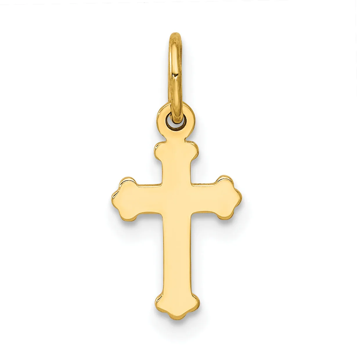 14K Gold Mini Polished Cross Charm with Flat Back  Elegant & Timeless Design