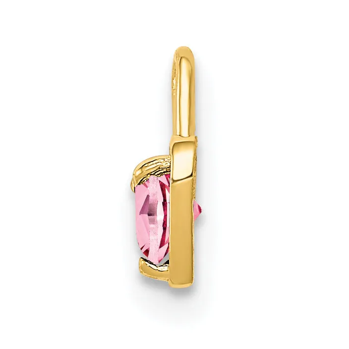 14K Gold October Pink Synthetic Birthstone Heart Charm  Elegant and Gift Ready