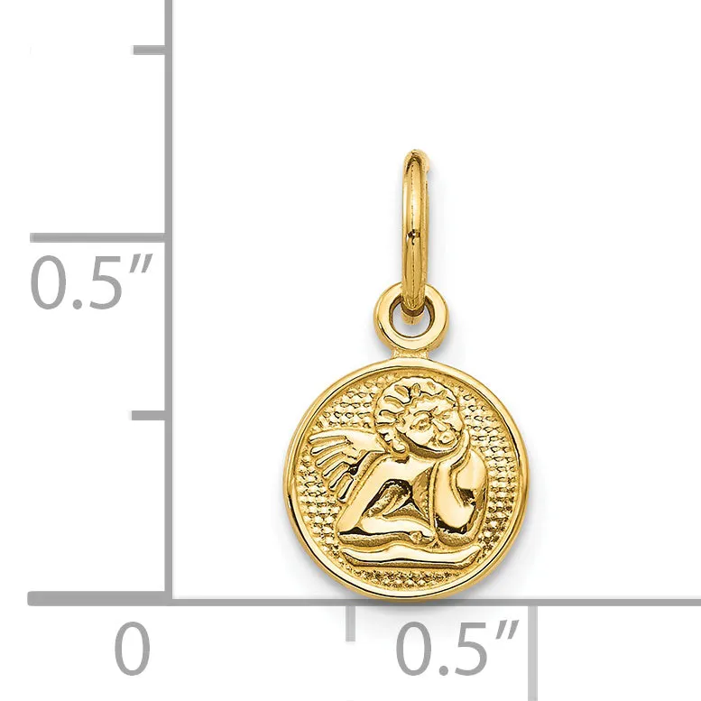 14K Gold Polished Angel Charm Elegant and Petite Design