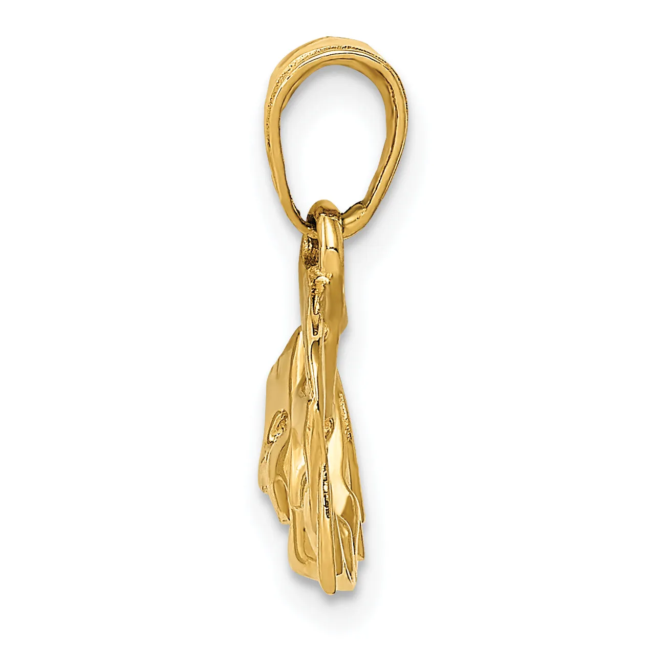 14K Gold Polished Comedy/Tragedy Pendant with Open-Back Design