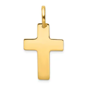 14K Gold Polished Cross Charm with Flat Back Design, 30mm