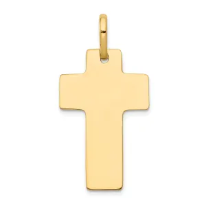 14K Gold Polished Cross Charm with Sleek Solid Design