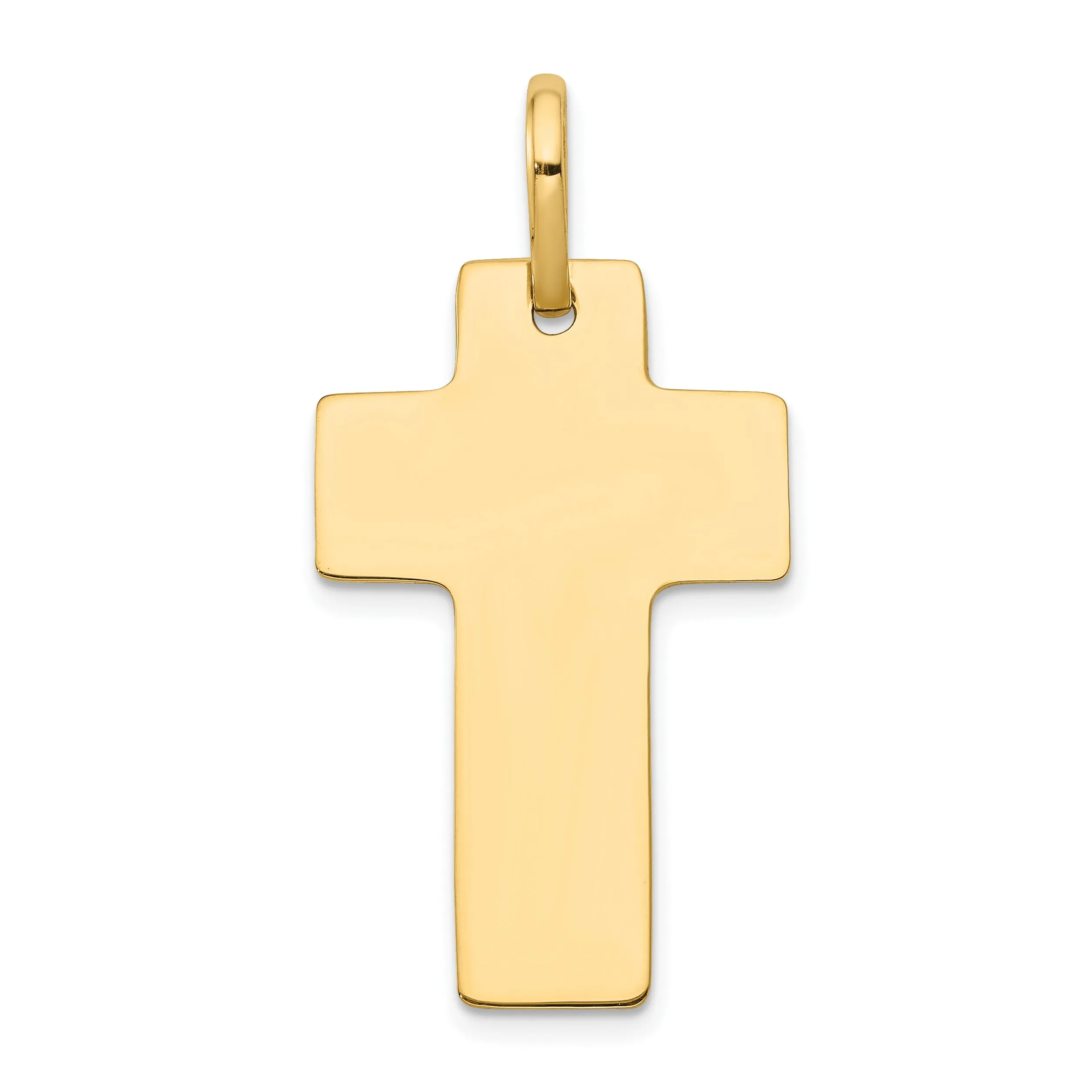 14K Gold Polished Cross Charm with Sleek Solid Design