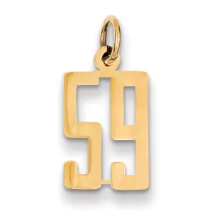 14K Gold Polished Elongated 59 Charm Small, Laser Cut Yellow Gold