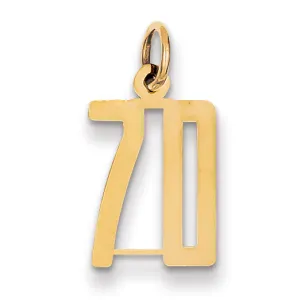14K Gold Polished Elongated 70 Charm with Laser-Cut Design