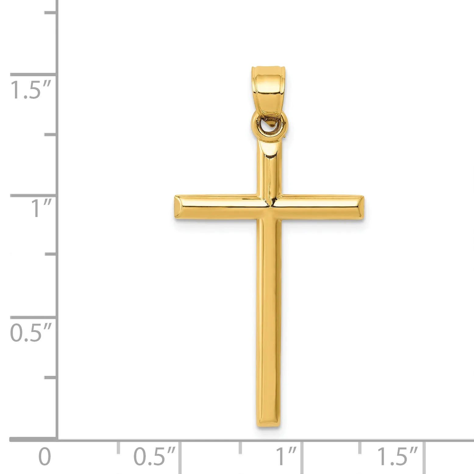 14K Gold Polished Hollow Cross Pendant with Elegant Design