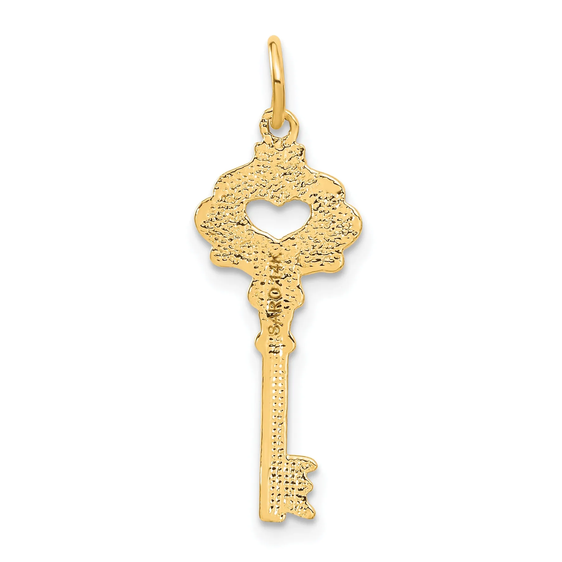 14K Gold Polished Key Charm with Fancy Edge by Sophia Jewelers