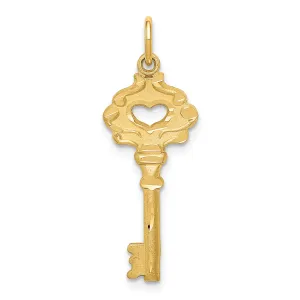 14K Gold Polished Key Charm with Fancy Edge by Sophia Jewelers
