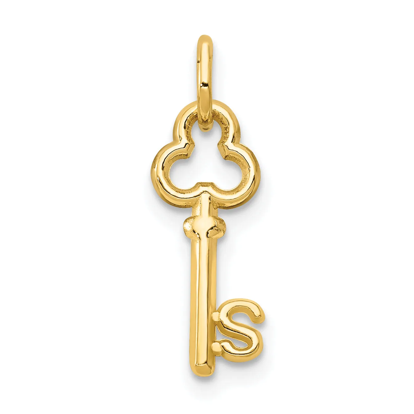 14K Gold Polished Letter S Initial Charm  Elegant Small Pendant by Sophia