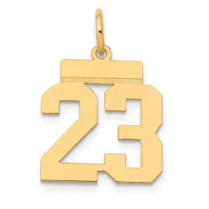 14K Gold Polished Number 23 Charm  Laser Cut, Small, Elegant Design