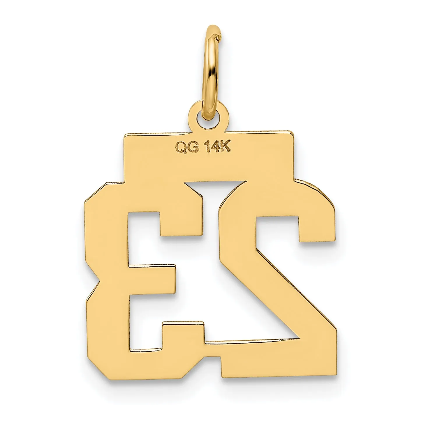 14K Gold Polished Number 23 Charm  Laser Cut, Small, Elegant Design