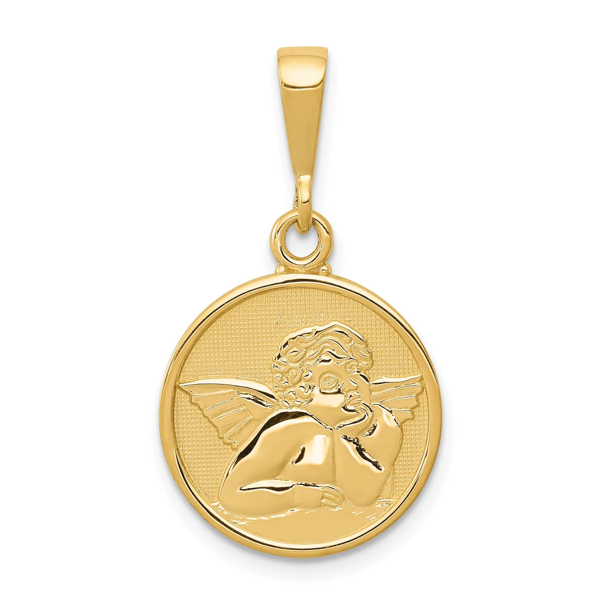 14K Gold Raphael Angel Pendant with Polished Satin Finish