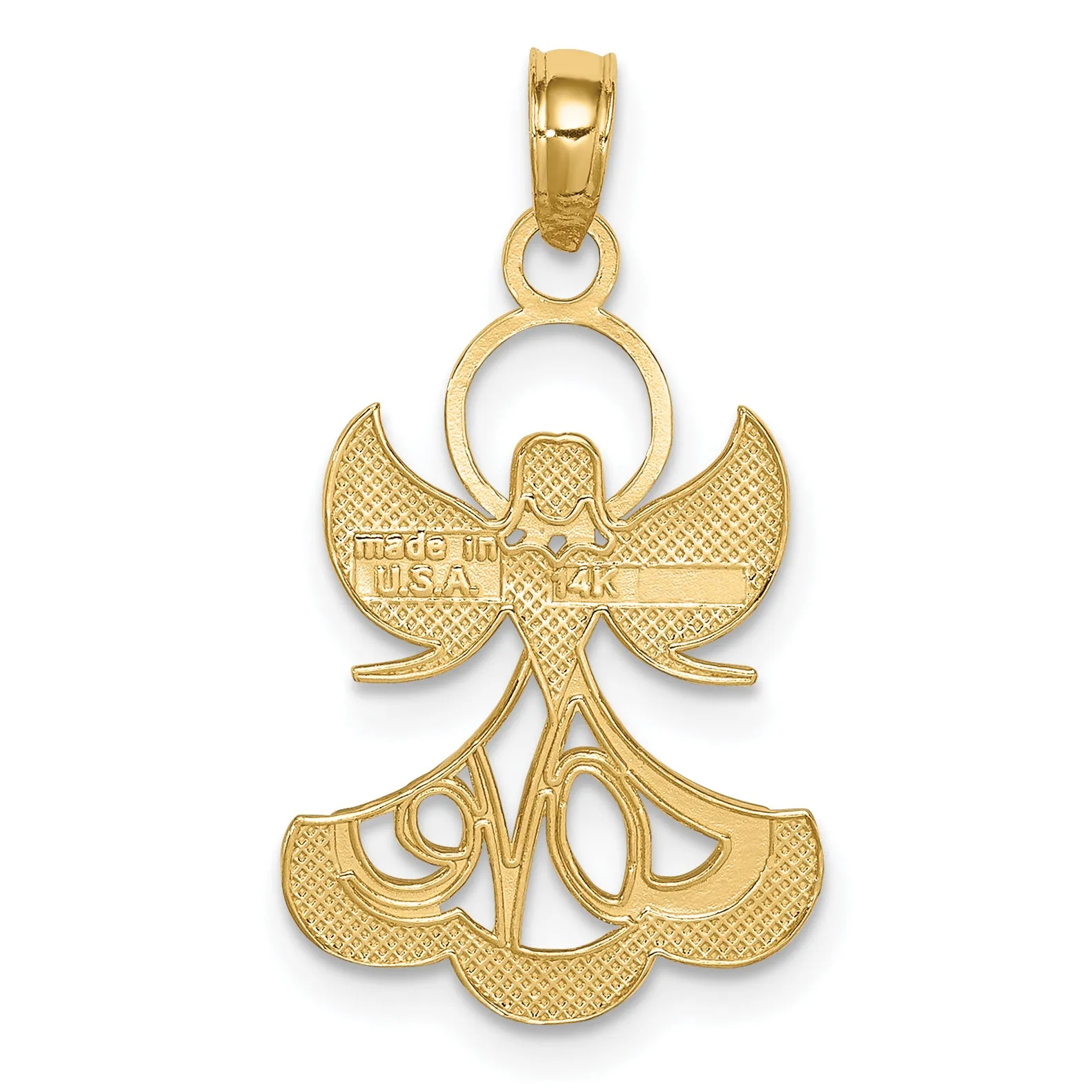 14K Gold Rhodium-Plated LOVE Angel Pendant  Elegant, Timeless Symbol