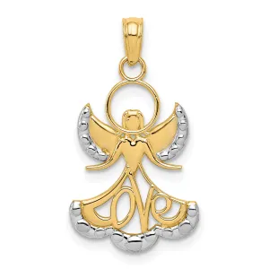 14K Gold Rhodium-Plated LOVE Angel Pendant  Elegant, Timeless Symbol