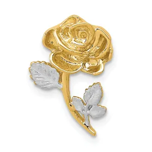 14K Gold Rose Chain Slide with Polished White Rhodium Finish