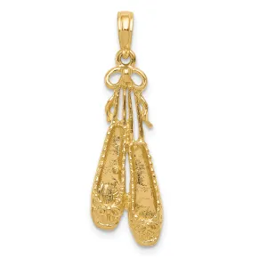 14K Gold Satin Ballet Slippers Pendant with Polished Finish