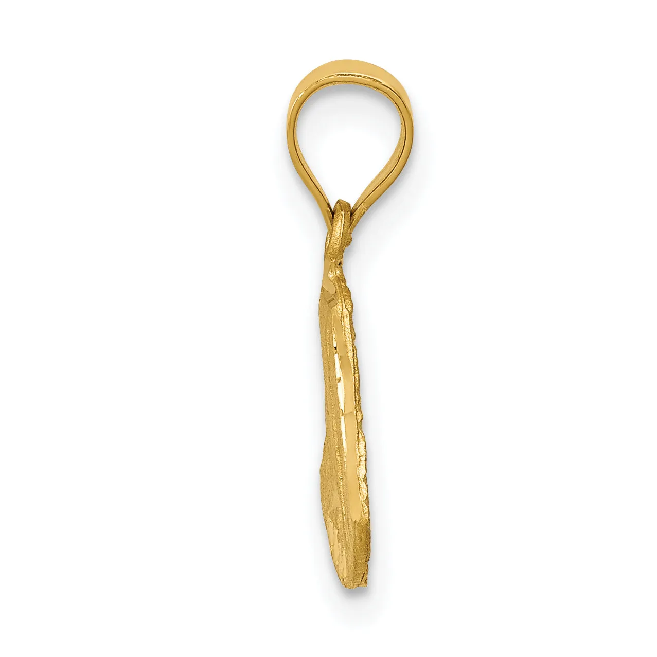 14K Gold Satin Diamond-Cut Mary Pendant with Brushed Finish  Solid & Elegant