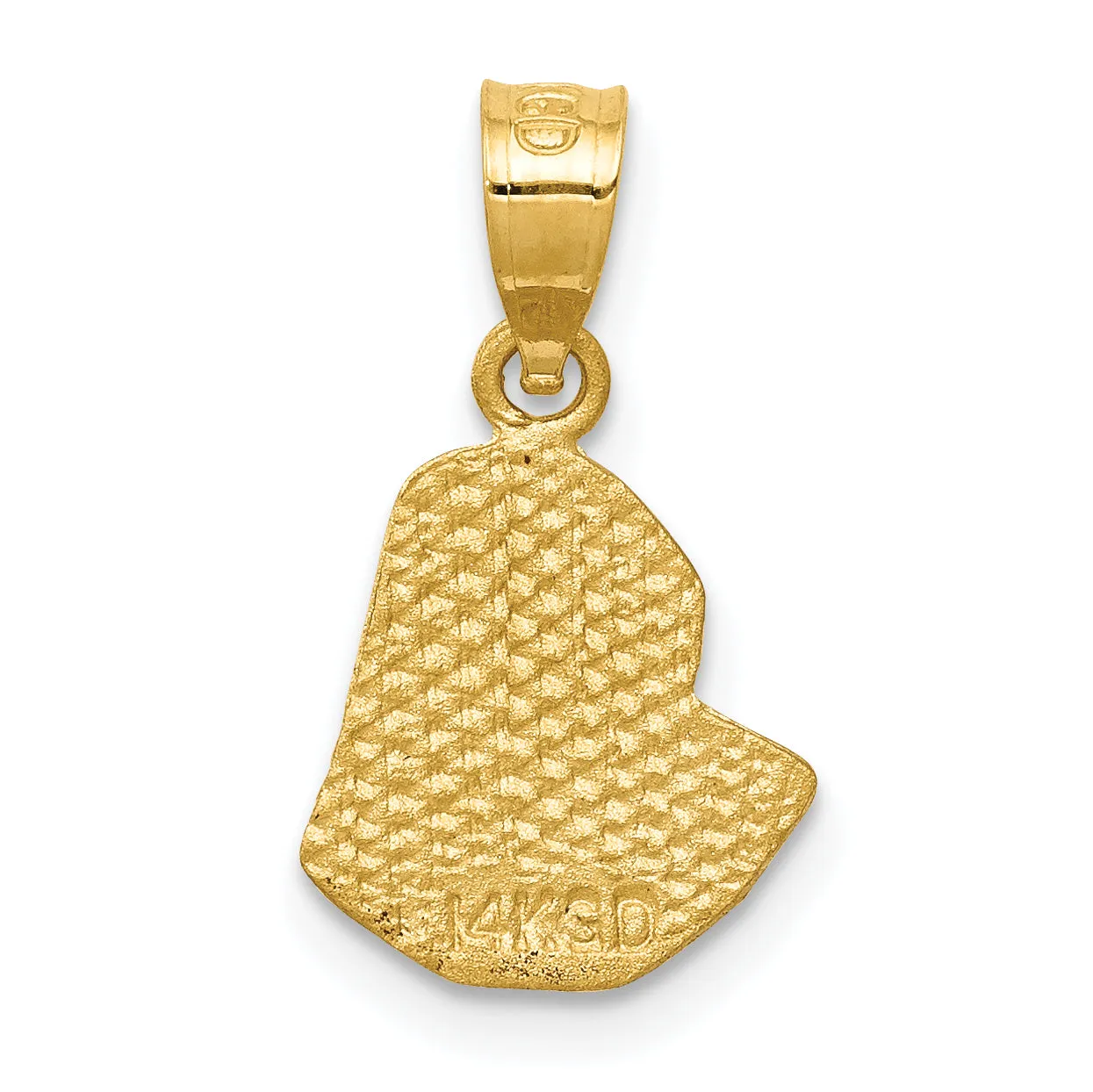 14K Gold Satin Diamond-Cut Mary Pendant with Brushed Finish  Solid & Elegant