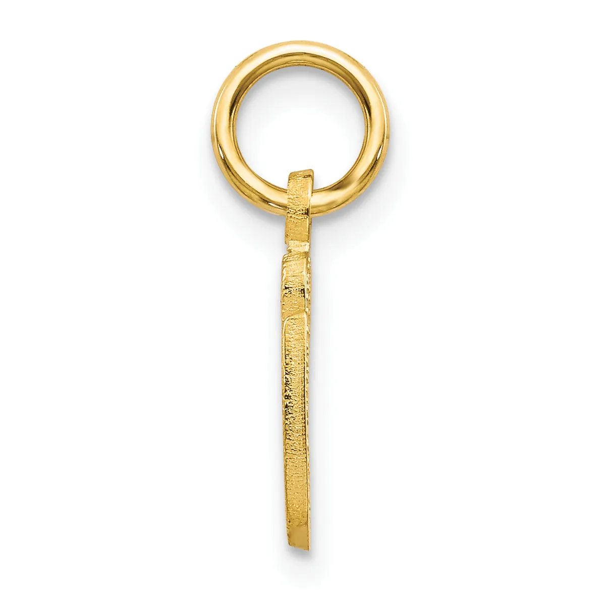 14K Gold Script Letter G Initial Charm with Polished Textured Finish