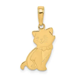 14K Gold Sitting Cat Pendant with Solid Cast Design Elegant and Gift Ready
